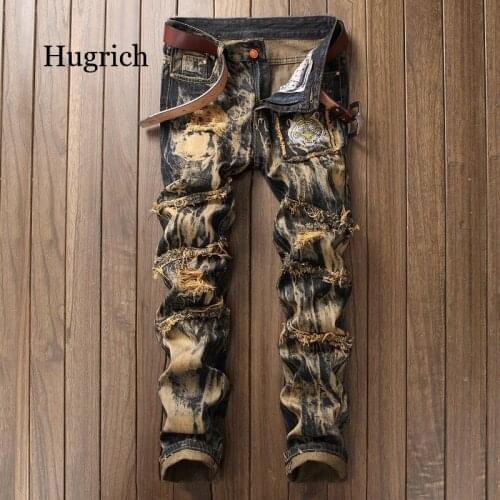 2021 Spring Autumn Denim Hole Jeans High Quality Ripped for Men Size 29-42 Hip Hop Punk Streetwear