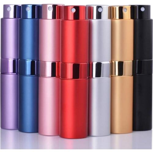 8ML Portable Rotary Spray Bottle Anodized Aluminum Perfume Bottles Makeup Glass Perfume Bottling Tube LX1344