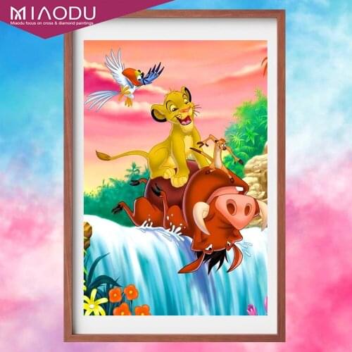 Disney 5D DIY Diamond Painting Cross Stitch Lion King and His Friends Needlework Diamond Embroidery Full Mosaic Home Decor