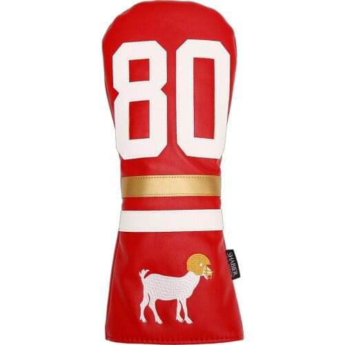 PU Leather Number 80 Design Golf Club Driver Head Covers Red Headcovers for Men Women