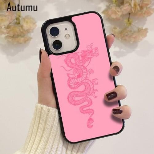 Phone Case for iPhone 12 mini X XS XR 11 Pro Max SE 2020 5 6S 7 8 Plus Samsung Galaxy S8 S9 S10 S20 S21 Pink Dragon Cover
