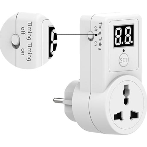 Display Countdown Timer Switch Universal Socket Plug-in Time Control for Telephone Battery/Tablet/Electric Car Charging