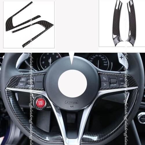 For Alfa Romeo Giulia 2017-2020 Carbon fiber ABS Steering Wheel Button Frame Decor cover trim Car Accessories
