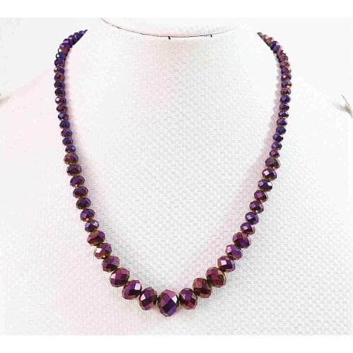 Purple crystal glass 6-14mm abacus faceted beads diy necklace 18"B641