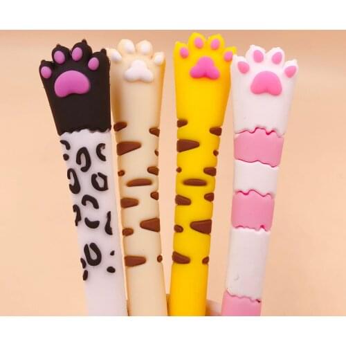 Ellen Brook 1 PCS Cute Kawaii Cat Paw Soft Slicone Claw Gel Pen Pen School Office Supply Student Stationery 0.5mm Black Ink