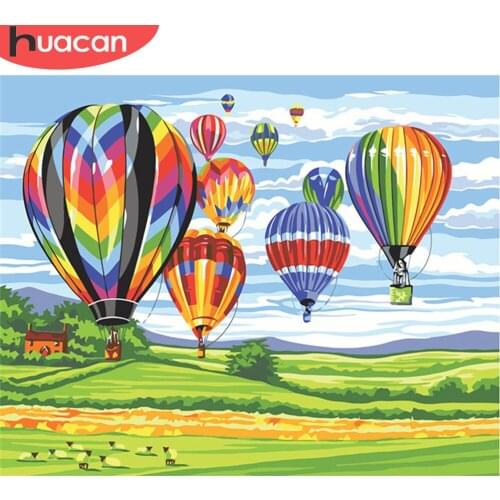HUACAN DIY Painting By Number Balloon Drawing On Canvas Gift Pictures By Numbers Scenery Kits Hand Painted Paintings Home Decor