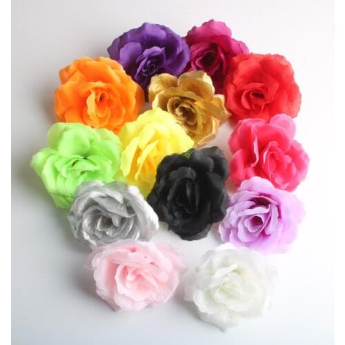 50pcs artificial roses white silk fake roses flower faux heads high quality DIY wedding home decoration scrapbook accessories