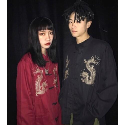 Chinese Tang Set Embroidery Dragon Japanese Kimono Yukata Kimono Button Jacket Traditional Japanese Kimonos Asian Clothes SL1332