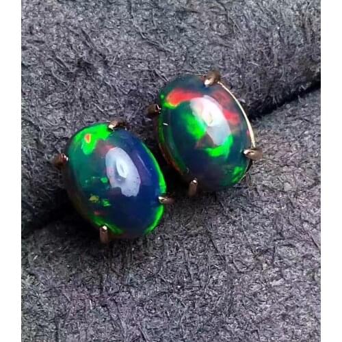 Classic Natural and Real Fashion Black Opal earring Nature real Black opal Earring 925 sterling silver Fine jewelry