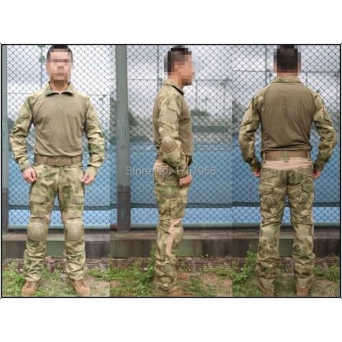 Emerson Gen2 Combat Uniform Set Military Combat Shirt & Pants with knee pad & elbow pad A-Tacs FG Camo EM6922