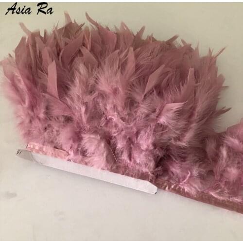 10meters Leather Purple fluffy Beautiful Turkey feathers ribbon fringe 4-6inch Turkey marabou feather trimming skirt dress trim