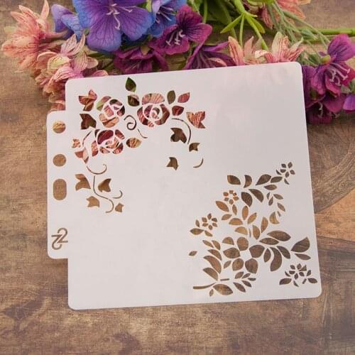 Rose Stalks Spray Pattern Pre-Drawing Lace Ruler Scrapbook Paper Cards Spray Masking Version Drawing Masking Hollow Out Template