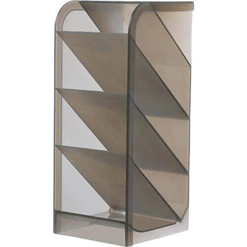 Multi-function 4-Grid Desktop Pen Holder Office School Storage Case Plastic Pen Box Desk Pencil Organizer Clear White Black