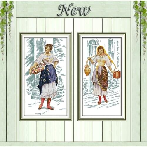 Working woman home decor diy painting counted print on canvas DMC 11CT 14CT kits chinese Cross Stitch embroidery needlework Sets