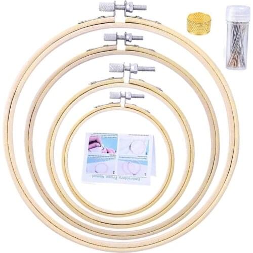 Nonvor Cross Stitch Hoop Set for Beginner, Embroidery Hoops,Sewing Needles, Thimble and Instruction for Cross Stitch Craft