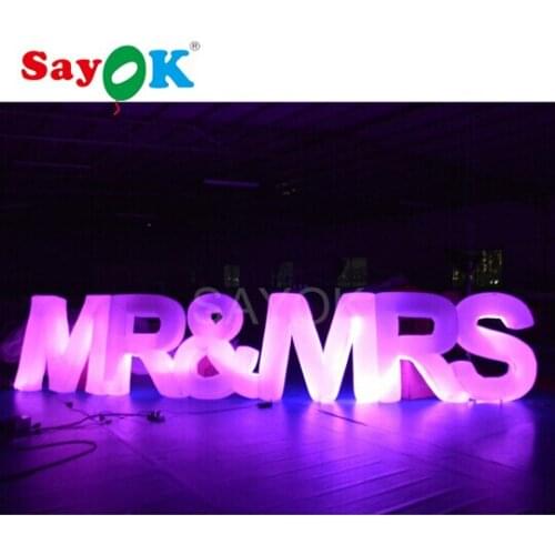 1.2m H x 6.17m L Inflatable MR&MRS Letters with LED Light for Valentines Day Wedding Anniversary Party Decorations