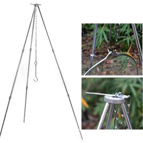 Outdoor campfire tripod camping portable folding barbecue aluminum alloy 3 pot holder bonfire BBQ Camp Cooking Supplies