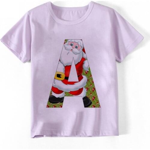 New Christmas Letter Name Novelty Girls Tshirt Kawaii Casual T Shirt Boys Unisex Kids Clothing Crew Neck Girl Clothes Summer