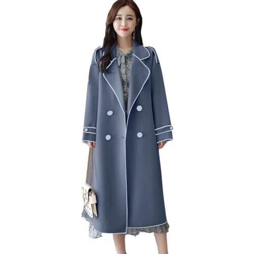 Trench Coat for Women 2019 Spring Autumn New Womens Long Loose Double-Breasted Casual Slim Coat Female Windbreaker Large size