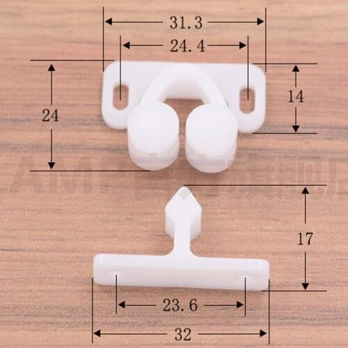 Plastic Roller Catch w/ Spear for Cabinet Closet Doors Double Ball Cabinet Cupboard Door Roller Latch Catch