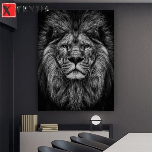 Full square Round drill Diamond Black and white animal lion portrait art 5D DIY diamond Painting Cross Stitch Mosaic Decorate