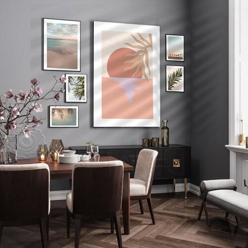 Ocean Landscape Posters, Nordic Style Sunbathing Pattern Canvas Painting, Beach Summer Setting Sun Art Prints Home Wall Decor