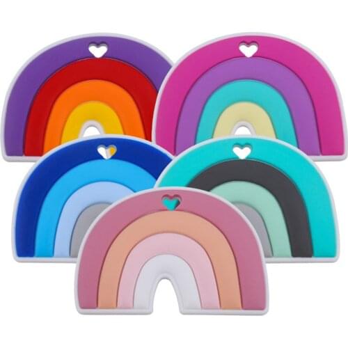 5Pcs Teething Toy ,Food Grade BPA Free Silicone Teether,Freezer Safe Rainbow Teething for Boy and Girl