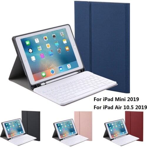 Split Design For Apple iPad 2019 Air 10.5 New iPad Mini 2019 Pro10.5 Leather Case With Bluetooth Keyboard Case Pencil Holder