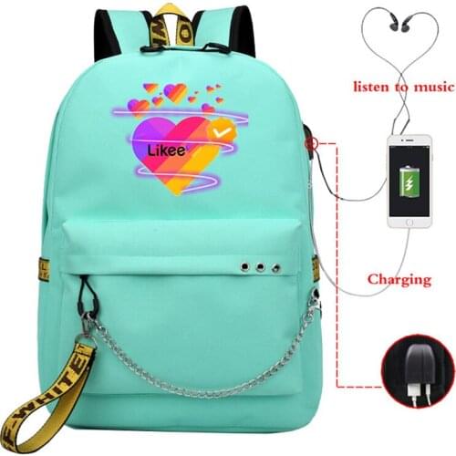 Likee Backpack USB Charging LIKEE Video App Laptop Backpack School Bag for Teenage boys Girls 2020 Russian Styles Zipper Bookbag