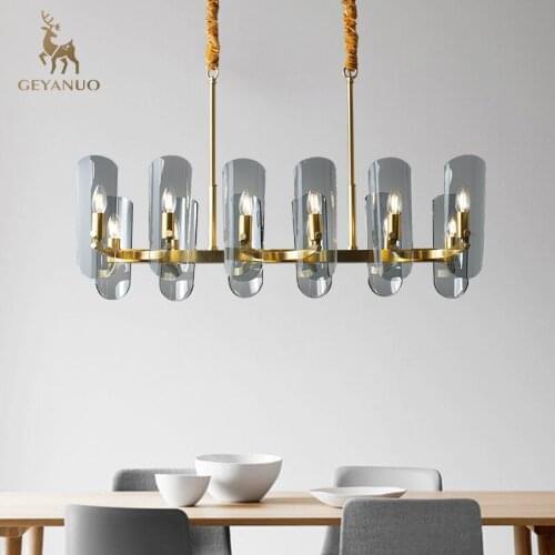 Light luxury post-modern dining room chandelier home Nordic minimalist lamp dining room lamp copper lamp planet gray new