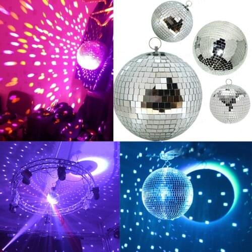 Mirror Ball 10/12/15/20CM Reflective Glass Disco Ball Stage Light With Remote RGB Beam Pinspot Spotlight For Bar Wedding Party
