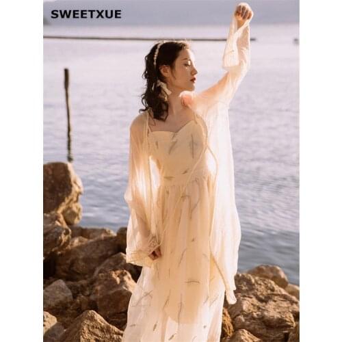 SWEETXUE Womens Retro Sun Protection Shirt With Embroidered Mesh Dress