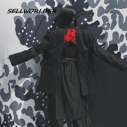 2021 Japan Style Kimono Top Big Crane Print Long Jacquard Hollow Back Loose Jacket