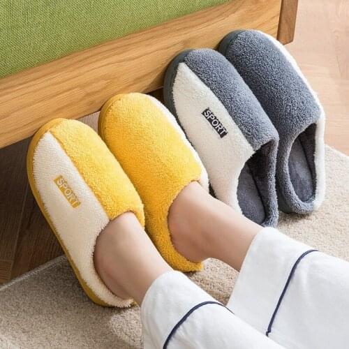 Winter Warm Slippers Women Men Soft Sole Non-slip Plush Cotton Shoes Memory Foam Couples Unisex House Home Indoor Fur Slides
