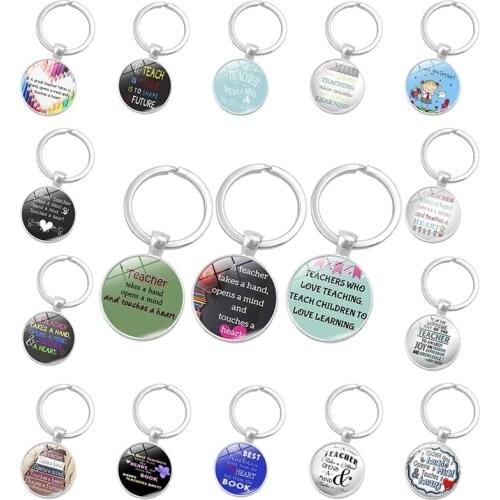 1Pcs New Teachers Day Gifts Keychain Teacher Takes A Hand Open A Mind Men Women Key Chain Ring Holder Jewelry