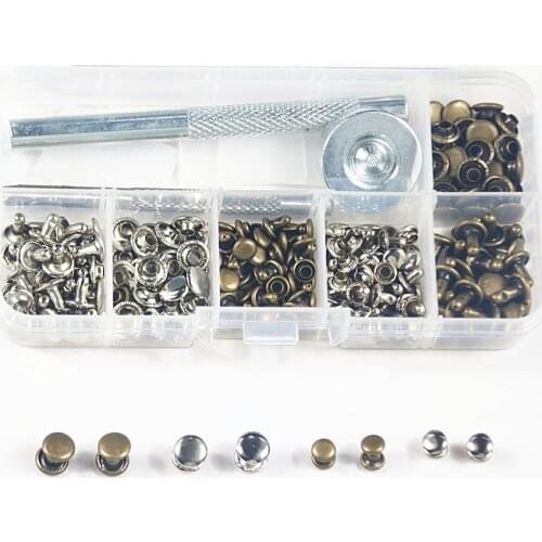 120sets metal rivet solid screw DIY leather craft belt staple bag luggage accessories fastener buckle surface 6mm/8mm