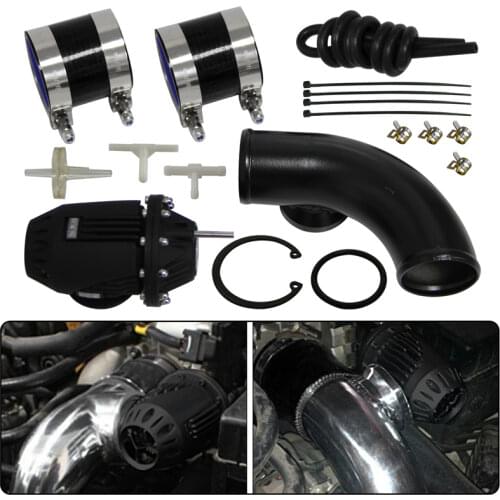 3" / 2.75" / 2.5" 90 Degree Flange Adapter Tube Pipe + Adjustable SSQV SQV Blow Off Valve BOV 4 Kit