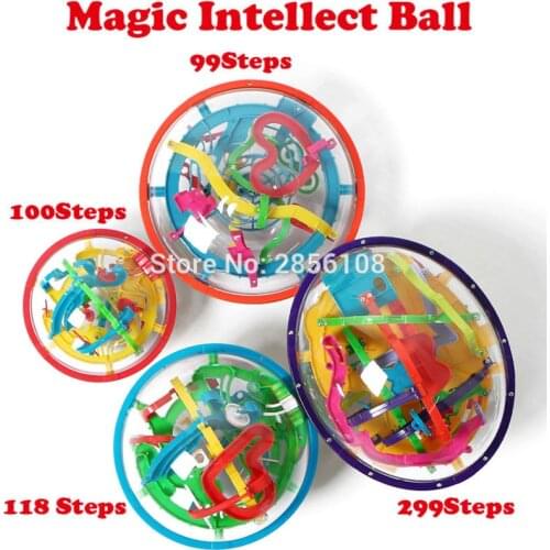 3D Magic Maze Ball 100-299 Levels Intellect Ball Rolling Ball Puzzle Cubes Game Learning Educational Toys ,4 Styles