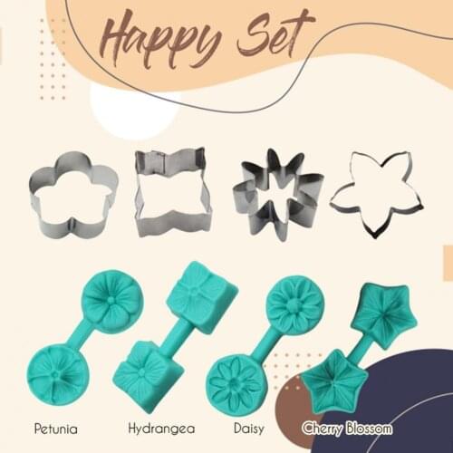 2Pcs/Set Non-stick Fondant Mold Easy to Use Silicone Convenient Embossing Mold Flower Shape DIY Cookie Cutter for Kitchen