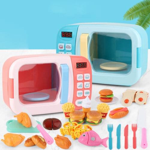 Kids Kitchen Toys Simulation Microwave Oven Educational Toys Mini Kitchen Food Pretend Play Cutting Role Playing Boys Girls Toys