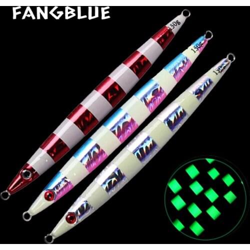 FANGBLUE 1pc Metal Spoon Carp Fishing Jigging Lure 250g 200g 150g 100g Luminous Artificial Bait Bass Trout Fishing Accessories