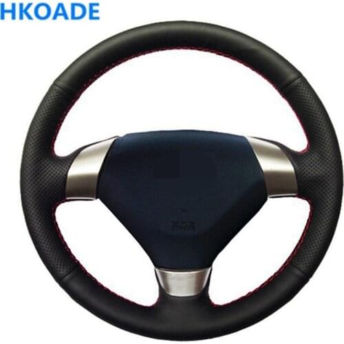 DIY Hand-Stitched Black Soft Artificial Leather Car Accessories Steering Wheel Cover for Honda Accord 7 2002-2005 (3-Spoke)
