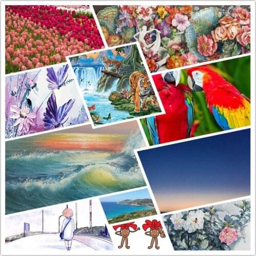 Diy Diamond Painting Colorful Pied Parrot Abstract Weird Oil Painting Beautiful Tulip Anime Cute Girl Bedroom Study Poster