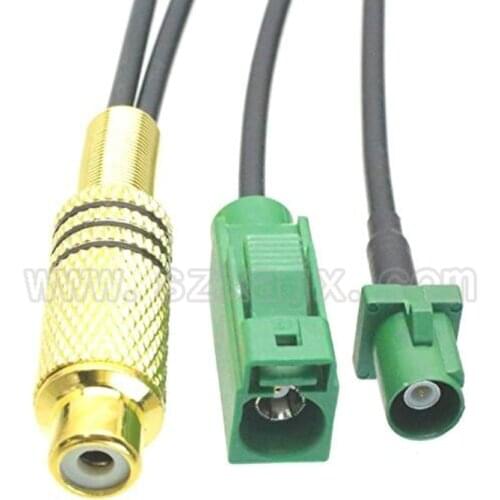 JX connector RCA to FAKRA Pigtail Cable RCA female to Two Dual FAKRA E male(plug)+female jack cable Radio Antenna adapter Green