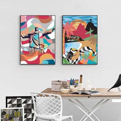 Colorful Feature Decoration Plant Wall Art Canvas Poster and Print Abstract Wall Picture for Living Room Home Decor Unframed