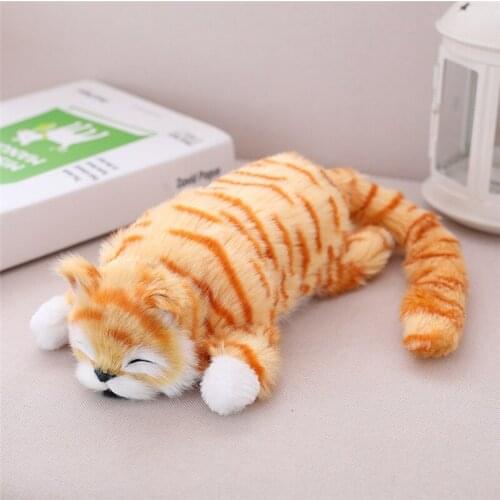 Kawaii Cat Plush Toy Kitten Doll Childrens Toy Gray Brown Baby Sleeping Comfort Aid Interactive Music Doll Toy