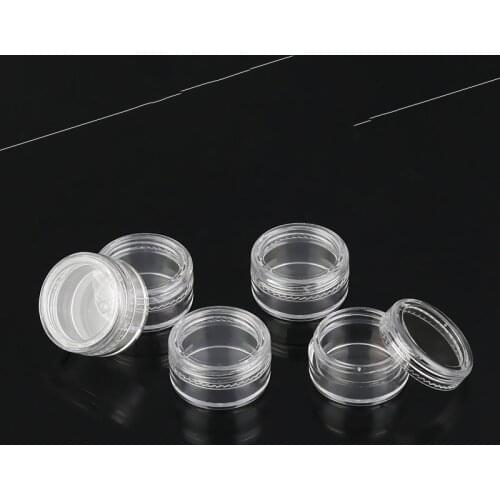 50pcs Cosmetic Jars Small Plastic Thick Wall Square Beauty Lip Balm Sample Containers - 5 ml / 5 gram (Clear Lids)
