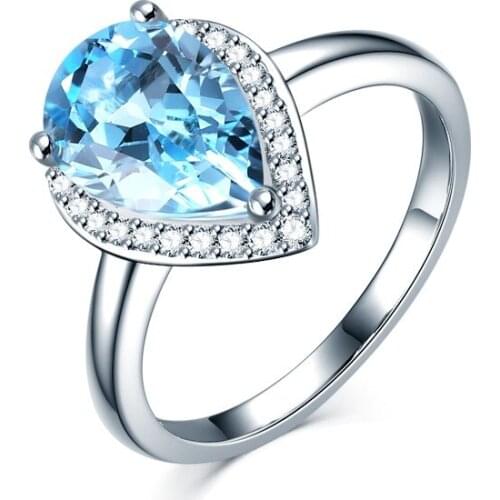 Fashion Jewelry Rings Sky Blue Love Heart Zirconia Promise Ring Wedding Engagement RingS For Women Bijoux Femme Anniversary Gift