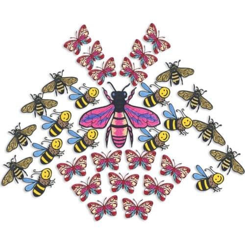5PCS Bee Butterfly Patch Animals Patches Embroidery Applique Clothes Iron on Patch for Clothing Accessories DIY Apparel Fabric