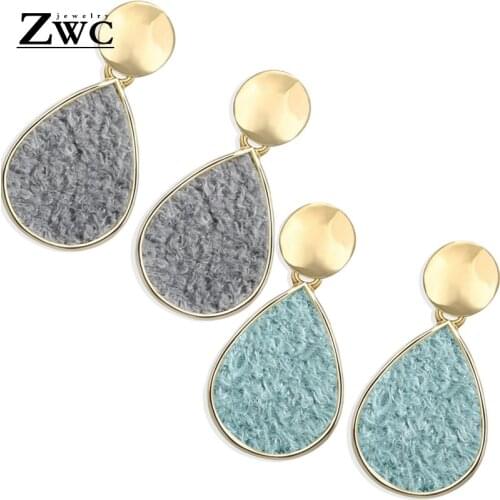 ZWC New Creative Water Drop Shape Plush Sequin Drop Earrings For Women Party Fashion Geometric Round Temperament Earring Jewelry